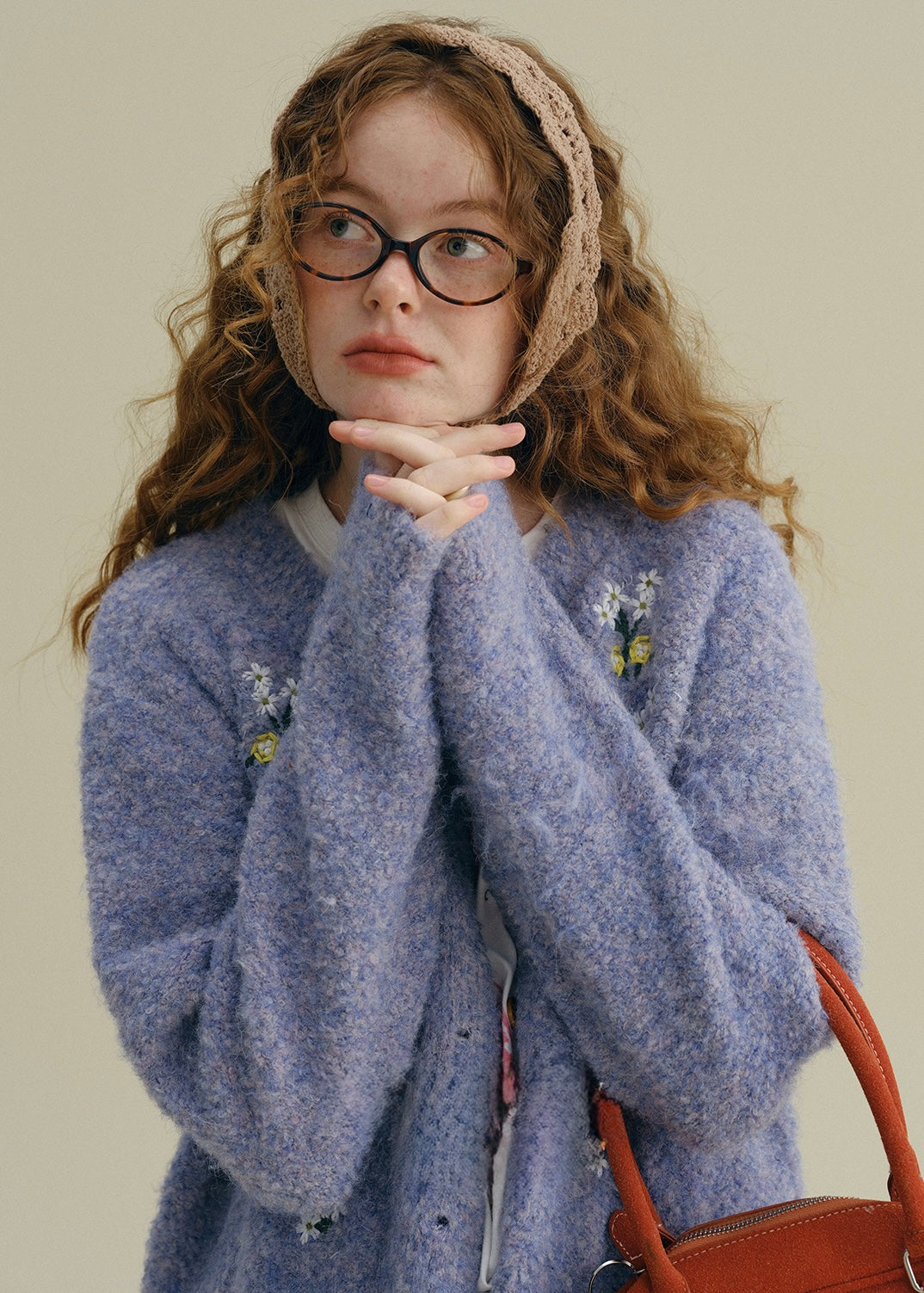 Vintage Garden Floral Embroidered  Knitwear Cardigan (2COLOR)