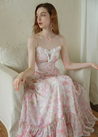 Blush Whispers Dress | Romantic Pink Floral Vintage Dress