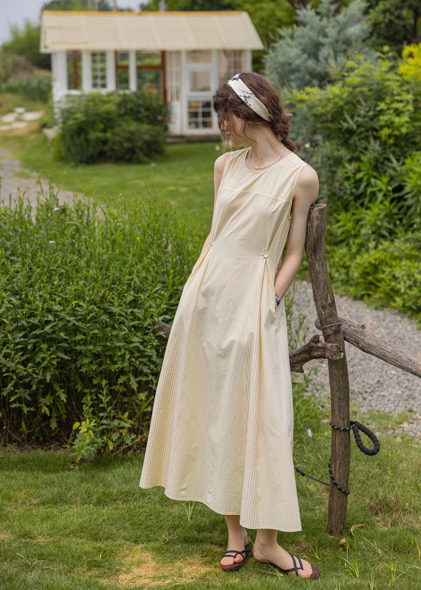 'Afternoon Sunshine' Patchwork Sleeveless Cotton Dress