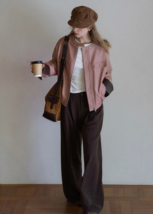Muted Rose Vintage Faux Leather Jacket