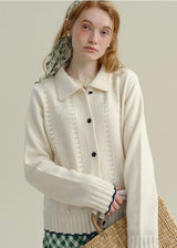 Soft Creamy Ivory Lace Knit Vintage Cardigan
