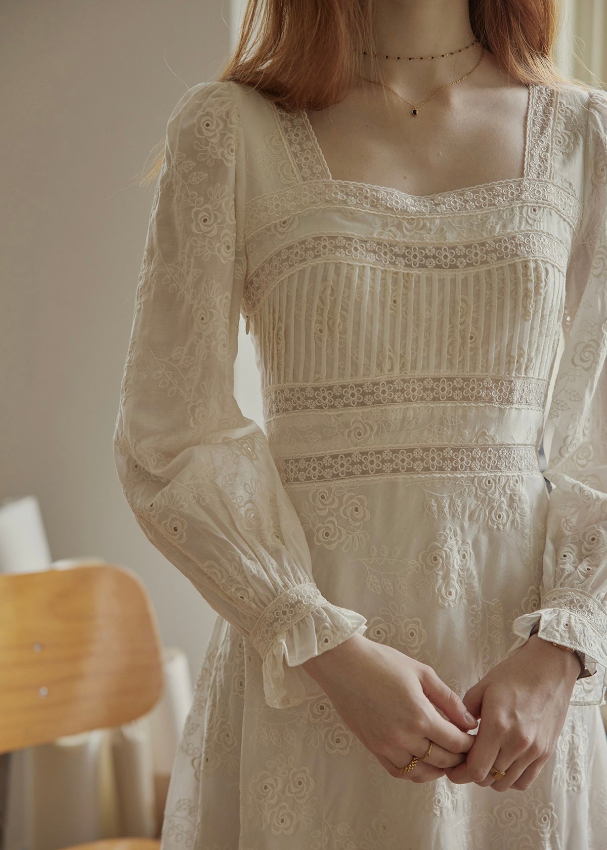 Blanche Embroidered Vintage Lace Maxi Dress