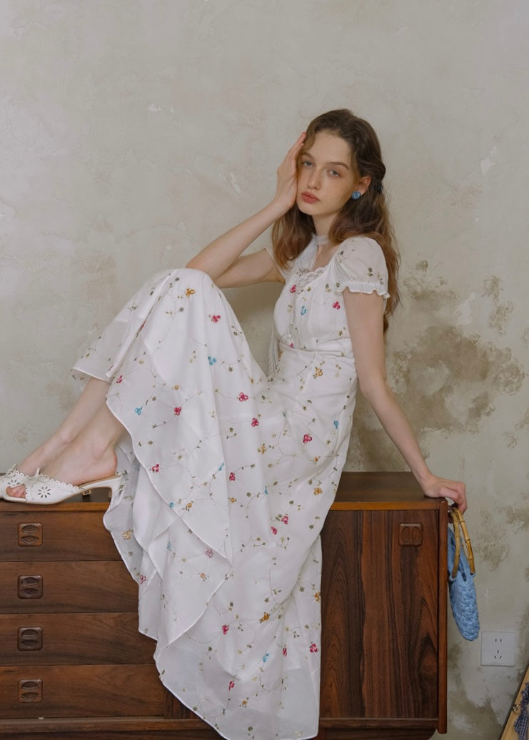 Petal Notes Vintage Embroidered Lace Dress