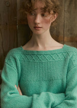 Mint Meadow Jacquard Knit Boat Neck Vintage Sweater