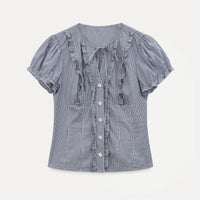 Mirelle Ribbon Frill Vintage Stripe Blouse
