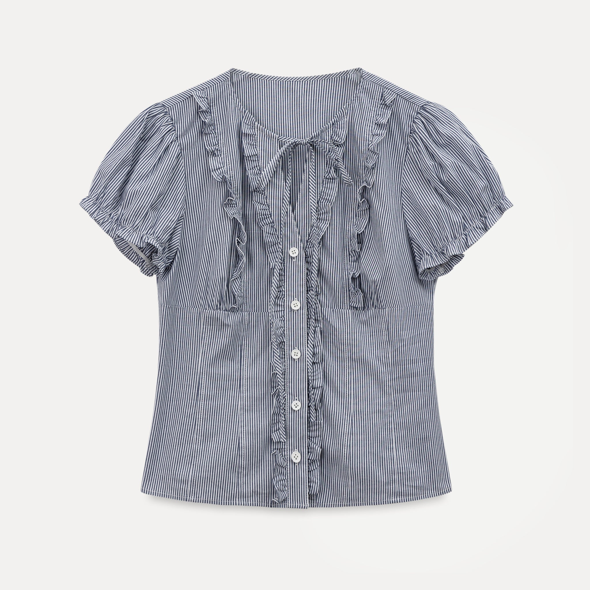 Mirelle Ribbon Frill Vintage Stripe Blouse