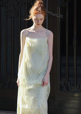 Butter Yellow Floral Chiffon Slip Dress