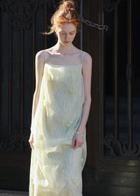 Butter Yellow Floral Chiffon Slip Dress