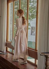 Blush Verse Soft Pink Embroidered Vintage Dress