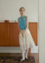 BlueBird Vintage Embroidery Summer Knit Sleeveless Vest