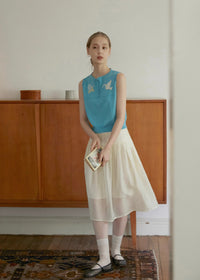 BlueBird Vintage Embroidery Summer Knit Sleeveless Vest