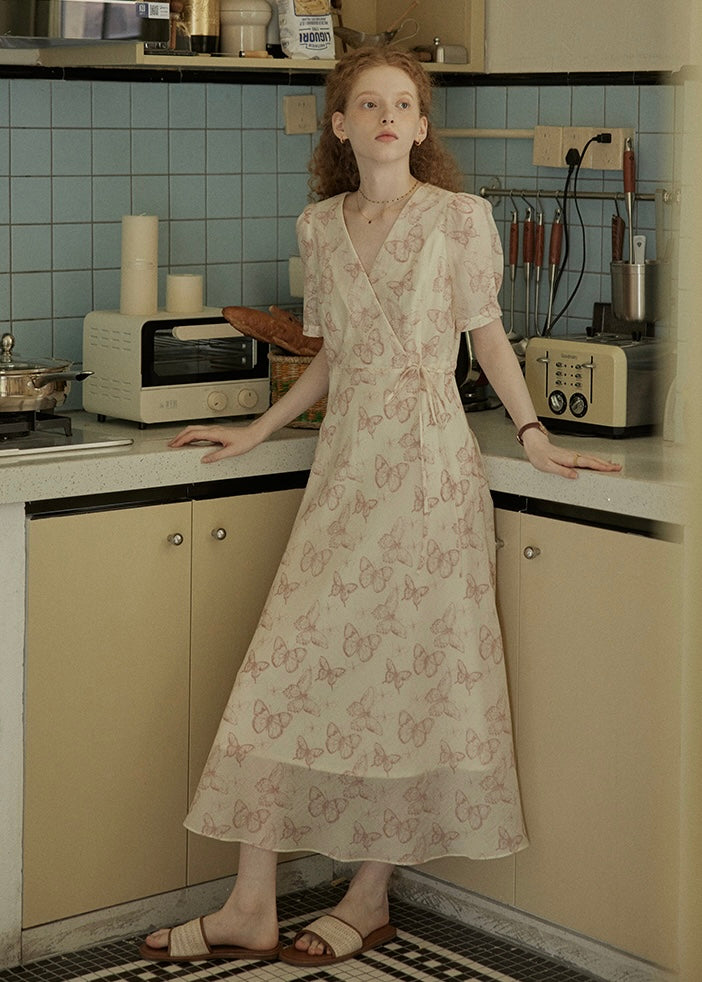 Whispering Wings Wrap Vintage Dress