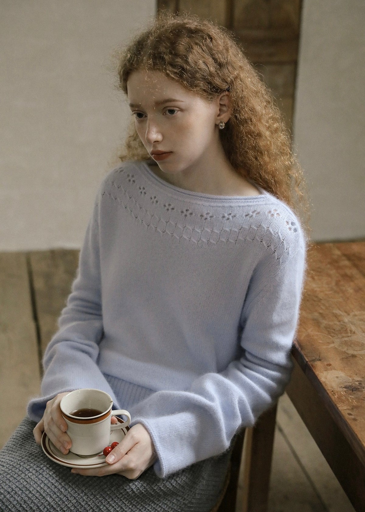 Soft Reverie Eyelet Knit Sweater(2COLOR)