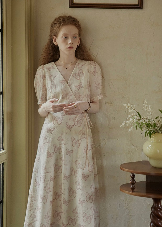 Whispering Wings Wrap Vintage Dress
