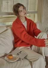 Soft Ember Mohair Deep V-Neck Sweater(2COLOR)