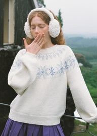 Snowfall Nordic Fair Isle Fuzzy Knit Sweater(2COLOR)
