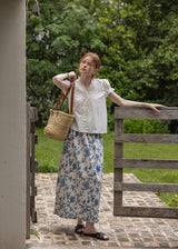 Sunday Picnic Blouse | Lace Trim Puff Sleeve Vintage Top(2COLOR)