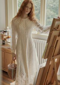 Heirloom Embroidered Vintage White Maxi Dress