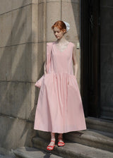 Summer Petal Cotton Dress | Light Pink Sleeveless Dress