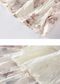 Whispering Bloom Skirt | Romantic Cream Floral Tiered Skirt
