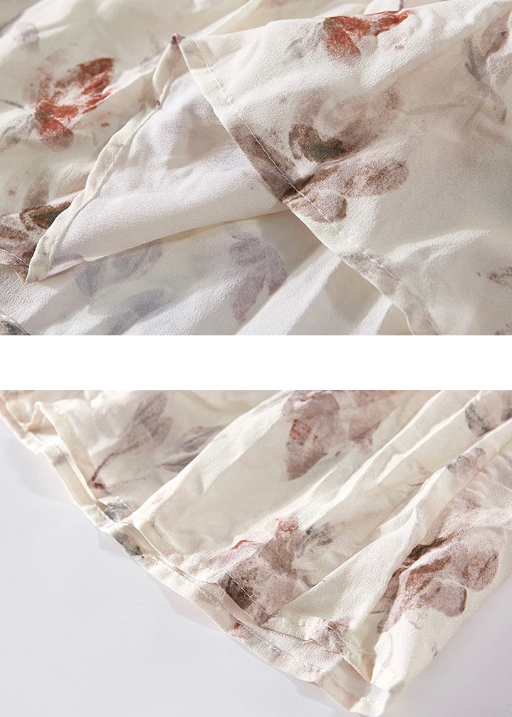 Whispering Bloom Skirt | Romantic Cream Floral Tiered Skirt