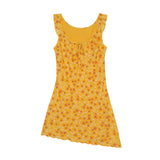 Golden Meadow Floral Ribbon Mini Dress