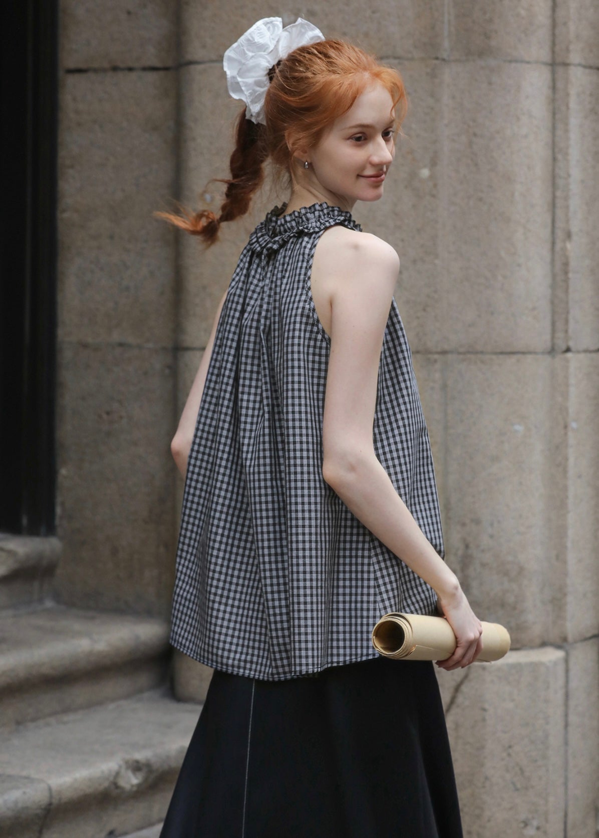 Clair de Lune Check Blouse | Romantic Gingham Summer Top