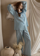 Retro Geometric Cotton Long Sleeve Women's Pajama Set(2COLOR)