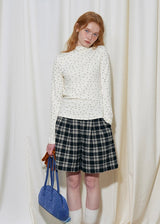 Cream Polka Dot Turtleneck Long Sleeve Top