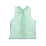 Soft Mint Polka Dot Back Ribbon Sleeveless Top