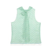 Soft Mint Polka Dot Back Ribbon Sleeveless Top