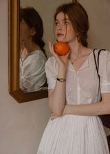 Alba Eyelet Cotton Dress | Romantic White Embroidered Summer dress